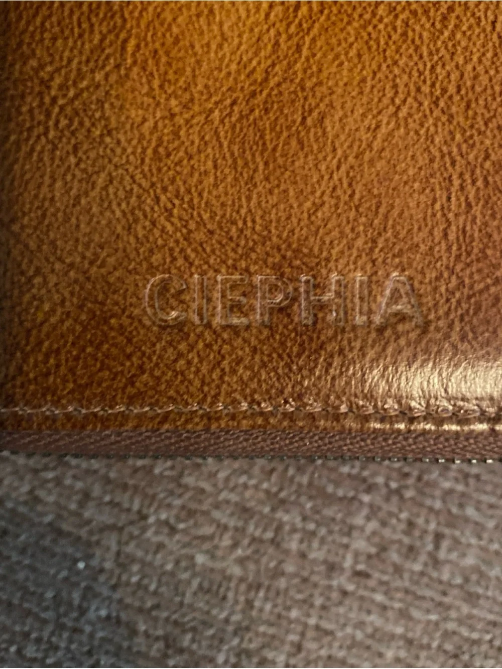 Genuine Brown Leather Zip Card Wallet for Men